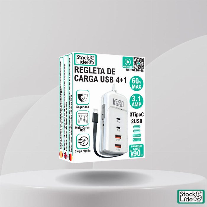 Regleta de carga USB 4+1