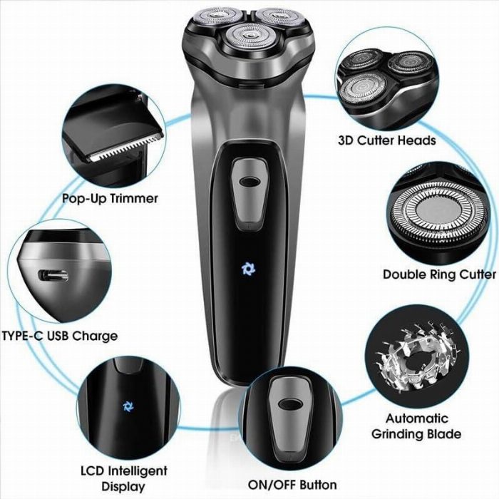 Máquina de barbear giratório elétrico para homens