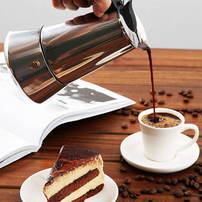 Cafeteira de aço inoxidável italiana 6 chávenas de indução