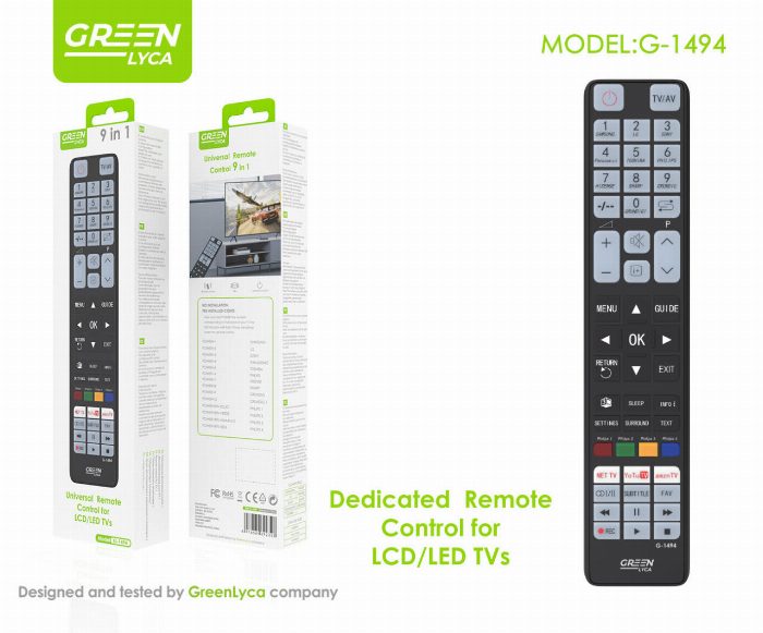 Controlador universal de TV 9 em 1