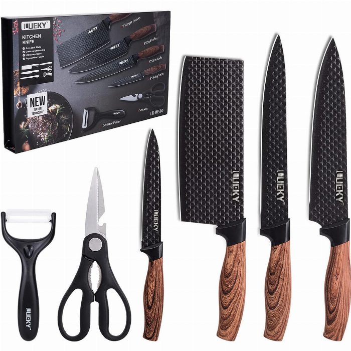 Conjunto de faca de cozinha 6 peças com descascador e tesoura