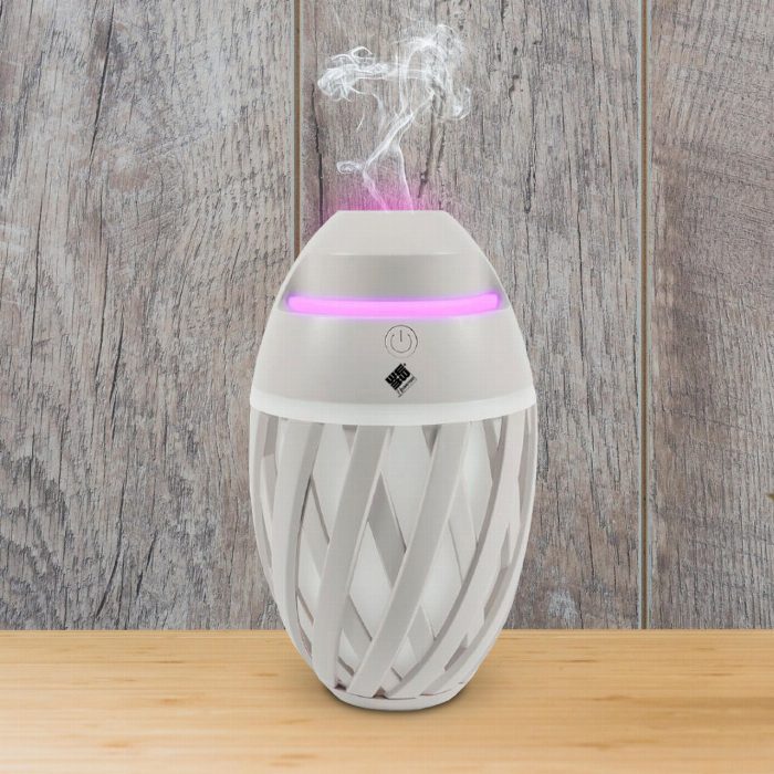 2 USB 500 ml humidificadores com aromas e difusor de luz LED, ultra-sónico, depósito grande, cinzento de cor