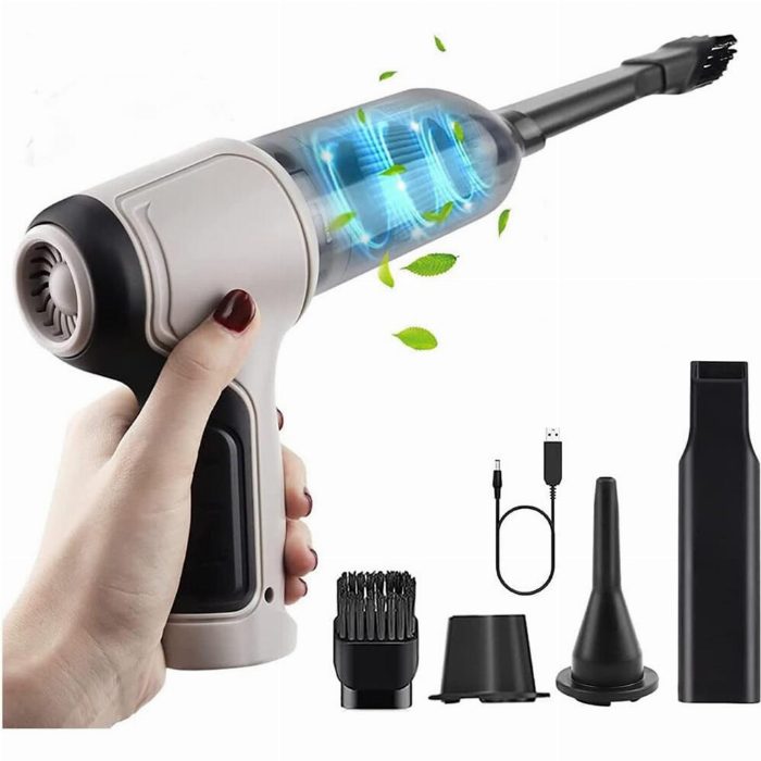 4 em 1 aspirador de pó de mão sem fio com ventilador e compressor, USB, casa e carro