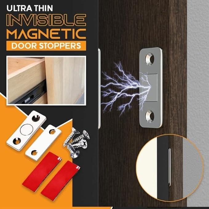 Paradas magnéticas invisíveis ultrafinas para a porta, fechamento perfurado da porta do armário