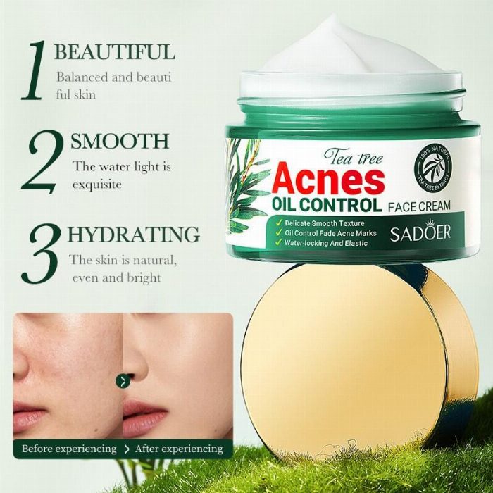 Controlo de acne do creme facial com óleo de árvore de chá 50ml Sadoer