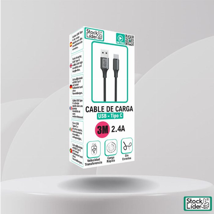 Cabo de carregamento USB - 3M tipo c