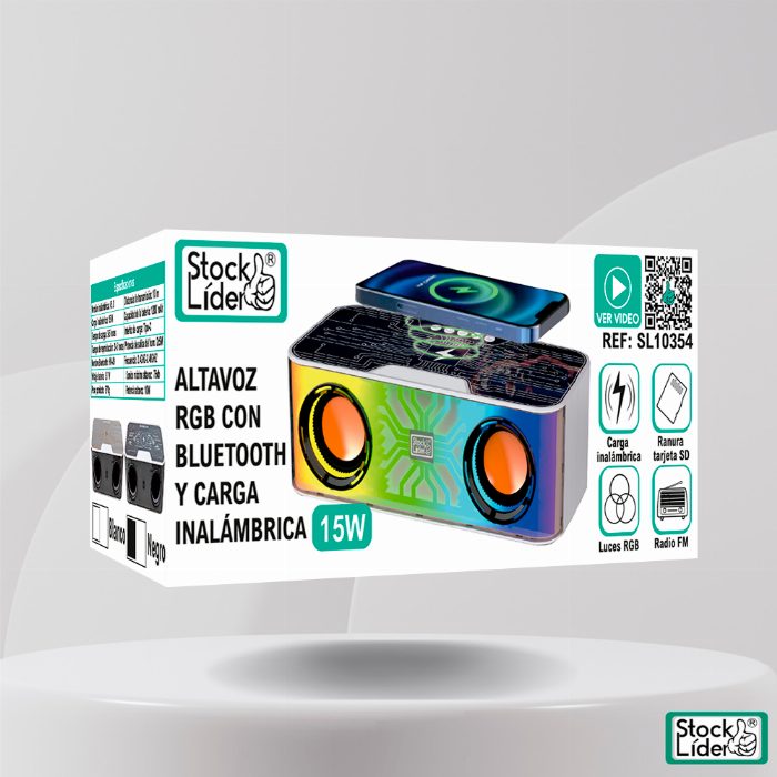 Coluna RGB com bluetooth e carregamento sem fio