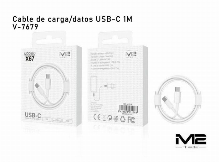 USB-C para cabo USB-C, 60W, 100CM, M2 Tec