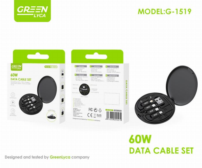 Conjunto de cabo de dados, 5 A, 480 Mbs, Tipo-C/MicroUBS/USB/Lightning