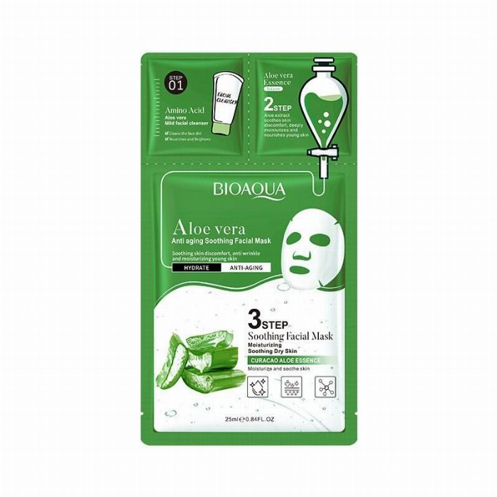 Máscara Facial Aloe Vera Anti-Envelhecimento – 3 Passos