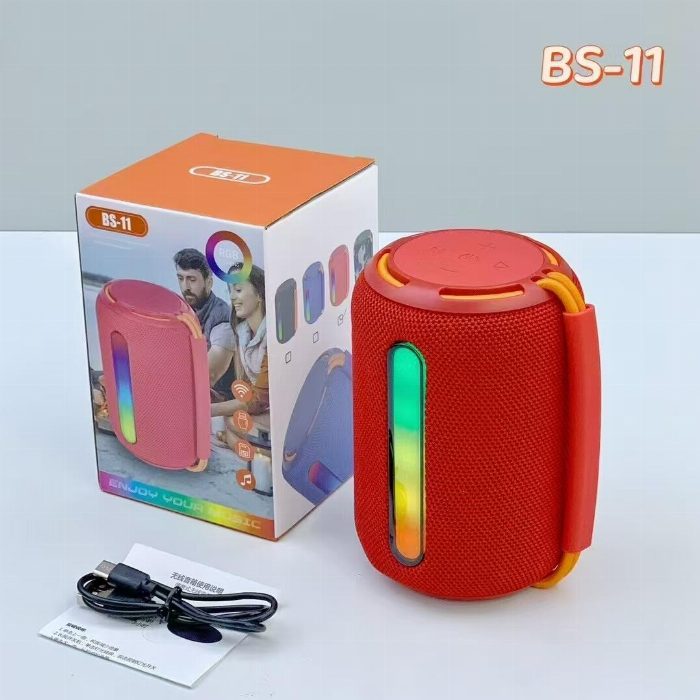 Coluna Bluetooth portátil BS-11 com luzes RGB e som surround
