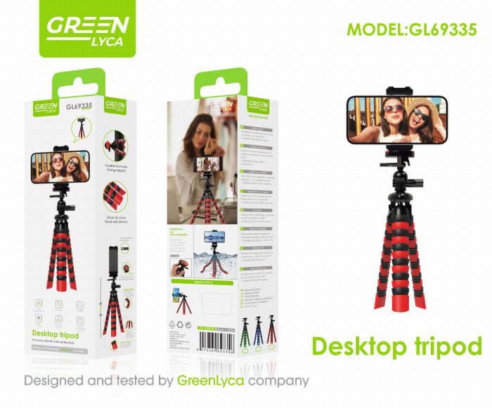 Tripé de mesa para telemóveis e câmeras com rotação de 360 °
