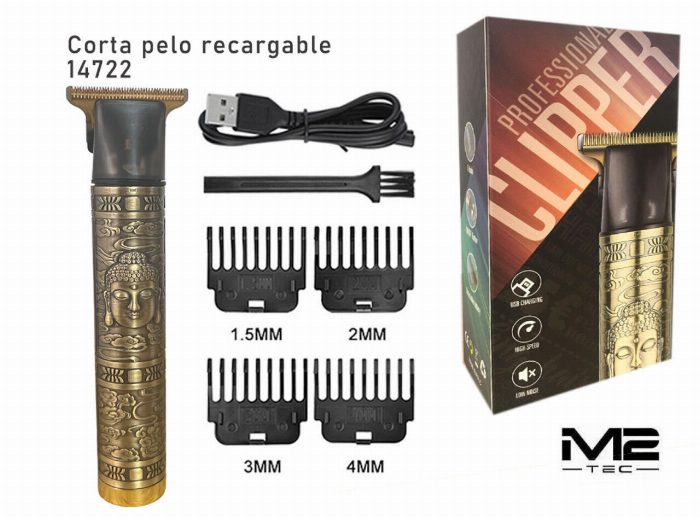 Cortadores de cabelo recarregáveis com guia de pentes 1,5 mm · 2 mm · 3 mm · 4 mm