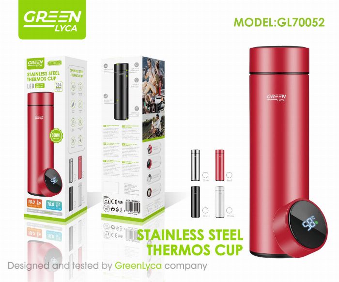 Thermo em interior em aço inoxidável 304 com capacidade de 500 ml, sensor de temperatura e filtro para chá