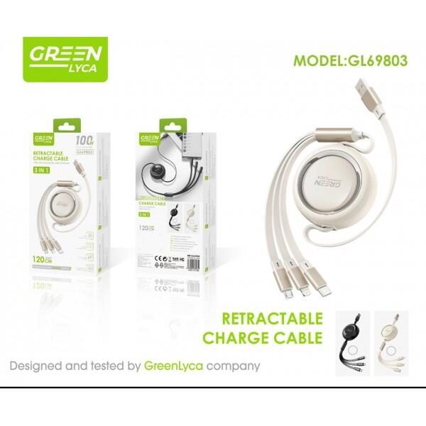Multi carregamento 3 em 1 cabo acessível – 100W Quick Charge USB-C