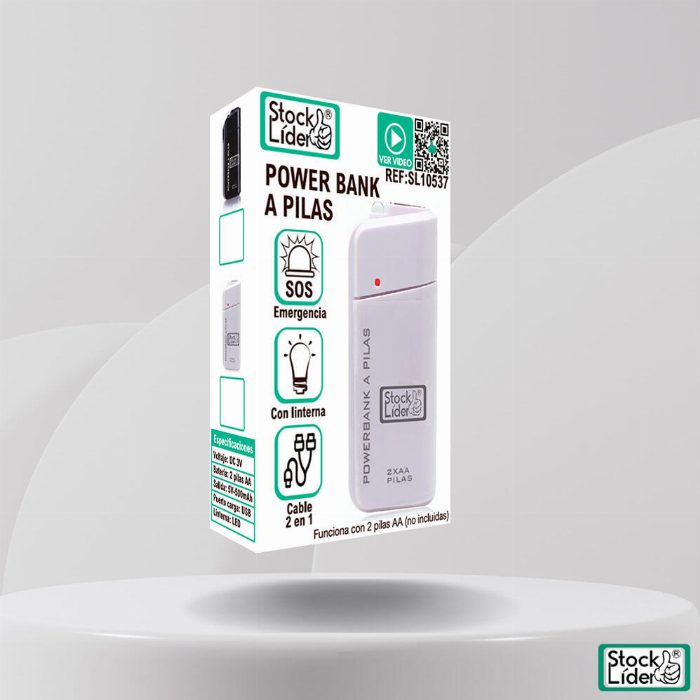Powerbank a pilhas com lanterna LED