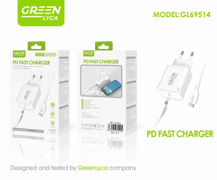 Carregador de 20W PD com cabo C-C
