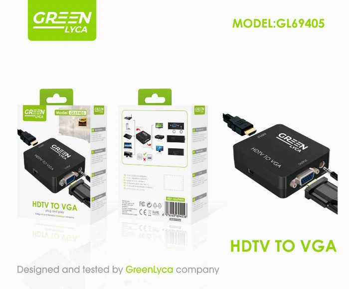 HDTV convertido para VGA com áudio AUX 3.5