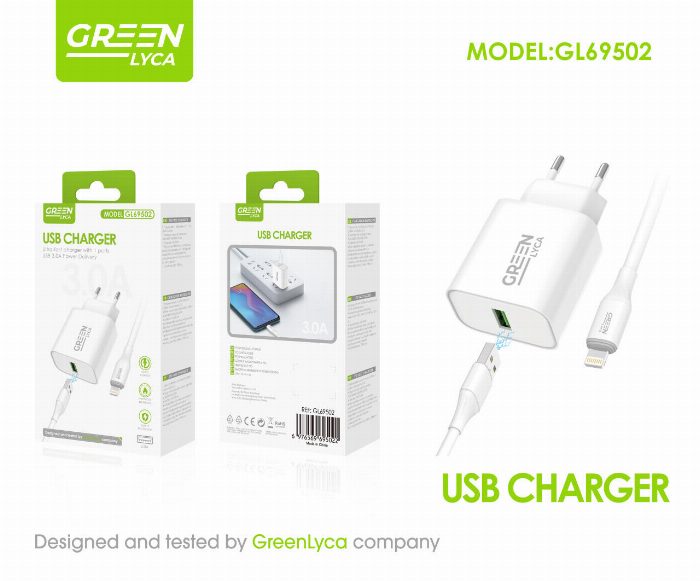 3.0A carregador com cabo USB-L 100cm
