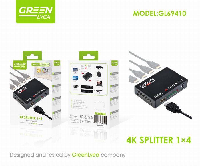 HDMI 1 em 4 splitter, HDMI vídeo splitter saídas Full HD 1080P, interruptor HDMI para PC PS3/4 HDTV projetor