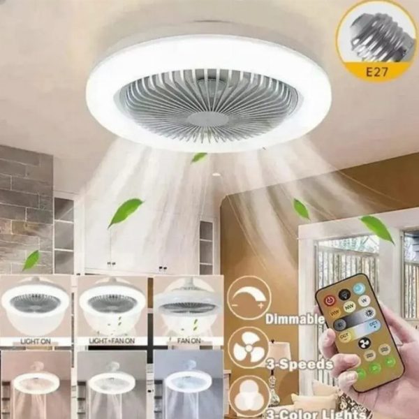 Lâmpada de teto multifuncional 2en1-LED e ventilador com comando