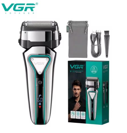 333 Máquina de barbear elétrico seco e molhado com display LCD VGR
