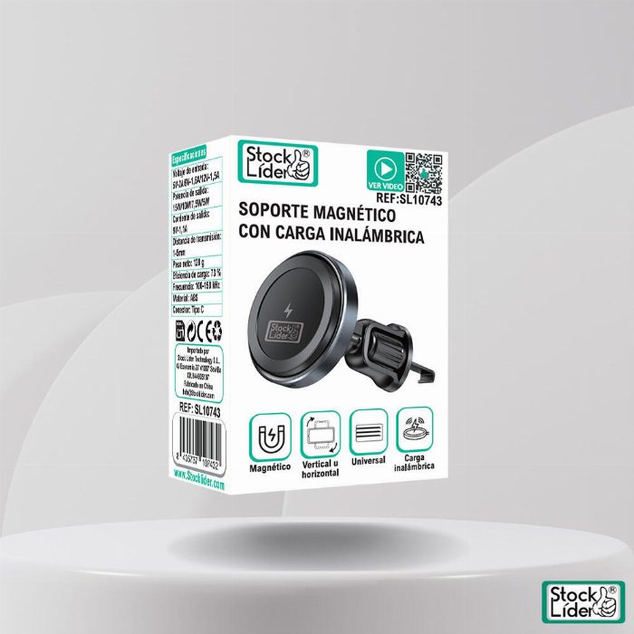 Suporte magnético com carregamento sem fio