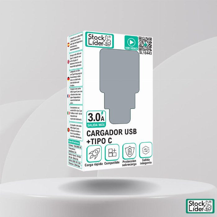 Carregador USB + Tipo C com proteção contra sobrecarga