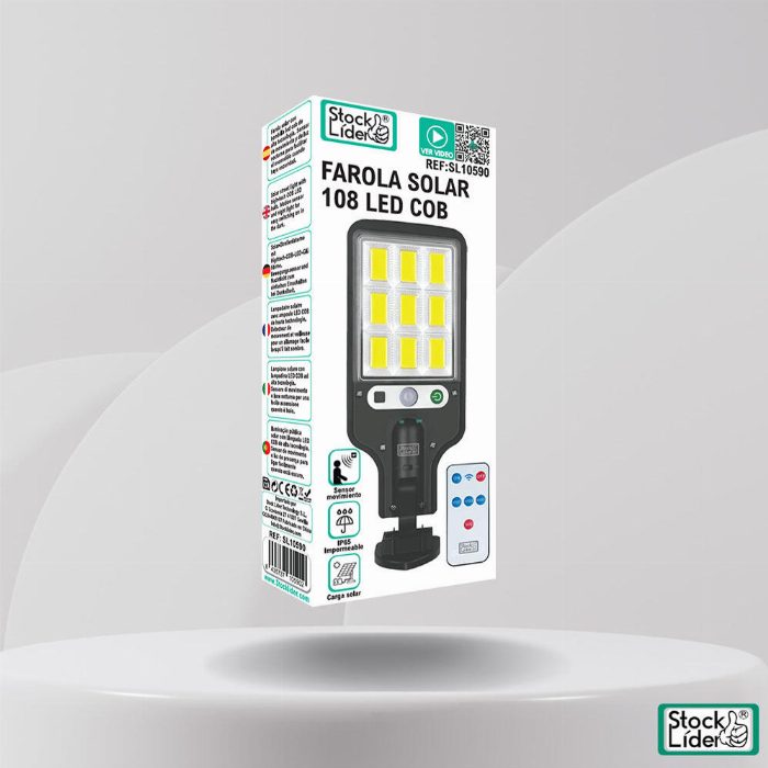 Lâmpada de rua solar 108 LED COB