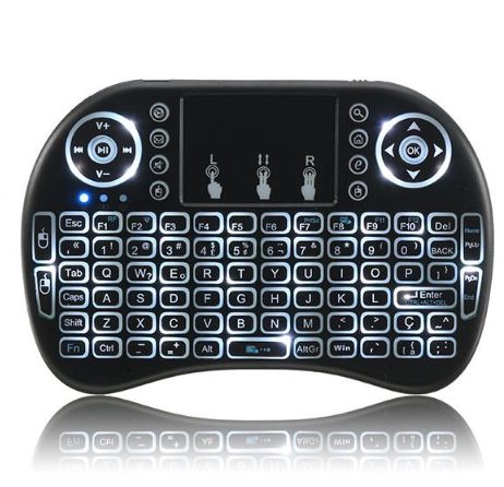 Mini teclado sem fio com touchpad rato LED backlight