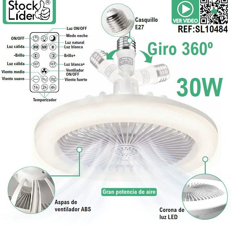 Lâmpada LED com ventilador