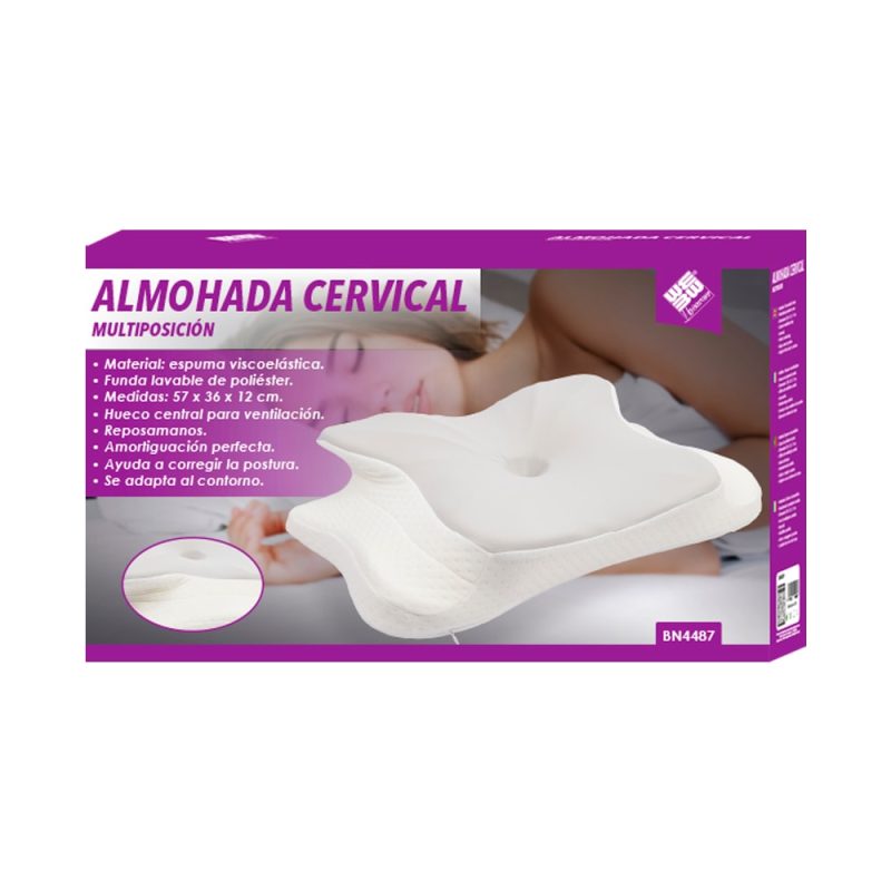 Travesseiro cervical viscoelástico ergonómico 57x36x12 cm, borboleta, pescoço e ombro, caso lavável, antisnorves