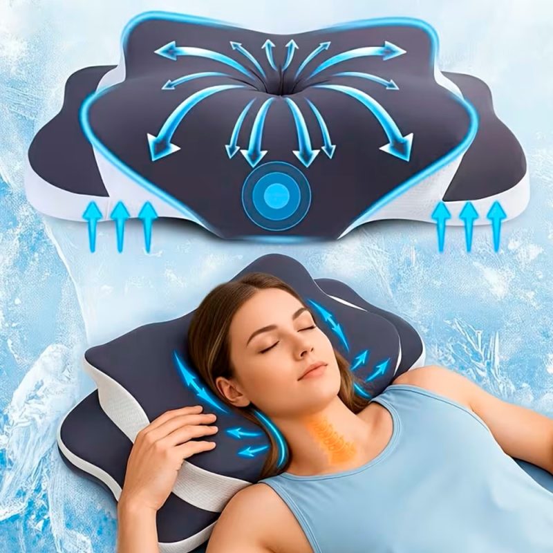 Travesseiro cervical viscoelástico ergonómico 57x36x12 cm, borboleta, pescoço e ombro, caso lavável, antisnorves