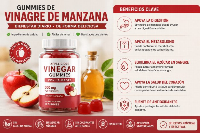 Gummies de Vinagre de Maçã para Digestão e Emagrecimento